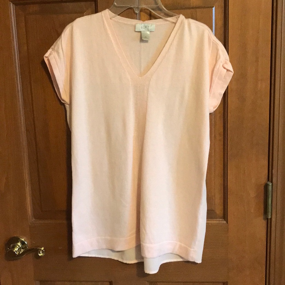 Loft short sleeve sweater with chiffon back